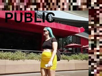 NO Bra in public - Sheer top and mini skirt - Teaser