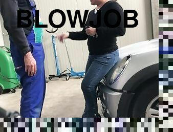 I take the car to the mechanic but pay him with a perfect blowjob...public blowjob with deep throat