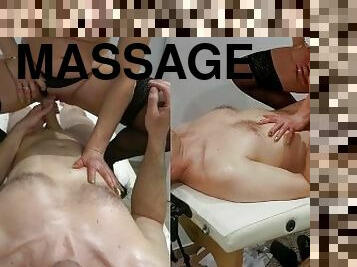 Professional Masseuse takes the money for sex after a full body massage in massage room