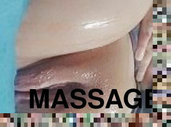 Massage on my pussy. Squirt. Moaning. Big-dildo. 17cm cock.