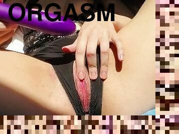 Spring sunbeams on my horny pussy and relax with vibrator and pussy orgasm????