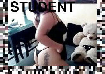 college student masturbates alone on the couch