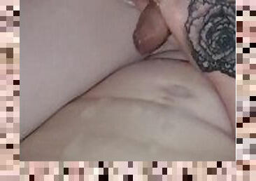 Fucking this Hotwife missionary with sexy ass body and cumming all over her stomach. Sharing hotwife