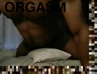 Muscular male with nice abs dry humping pillow