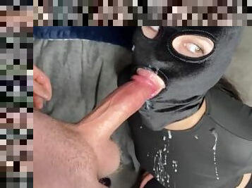 HUGE Cumshot While Facefucking Masked SLUT