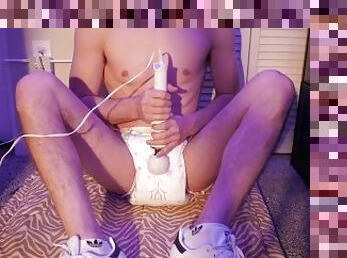 Diaper Cumming Hard Hand Job & Magic Wand Toy Sexy Fun!