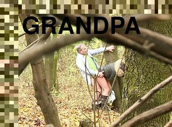 Nympho Rides A Grandpa In Bushes