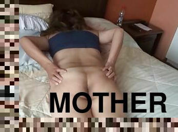 58-year-old Latin mother shows off and masturbates, the maid's son cums on her ass