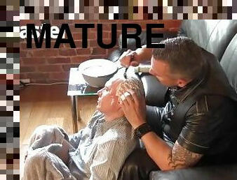 Leather Master cuts slave's hair then razor shaves it to make him a skinhead PREVIEW