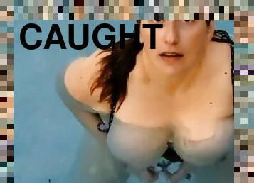 Exposing my huge tits in the hotel pool, almost got caught  Stacey38G
