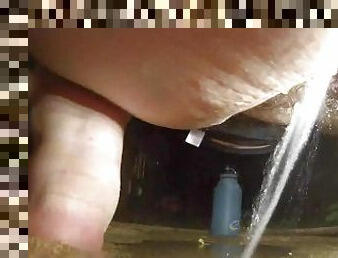 fat girl pees and farts outside on securoty cam up close hairy dripping pussy #2