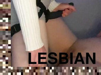 orgasmi, remmidildo, amatööri, lesbo-lesbian, pari, tyttöystävä, mälli, nussiminen