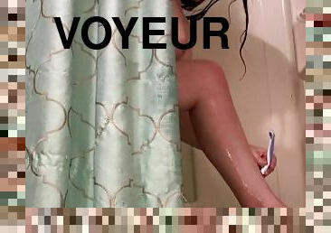 FULL LENGTH on ManyVids POV Voyeur Spying on Shaving Girl in Shower