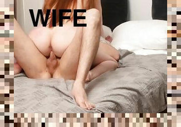 While the whore sexwife fucks, the cuckold can only look and jerk off
