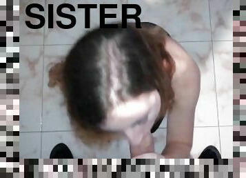 My sister-in-law gives her first fellatio and I cum in her hair. Enjoy