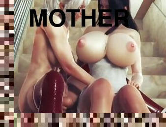 buntut, payu-dara-besar, perempuan-jelita, milfs, ibu, creampie, merangkap, kartoon, hentai, ibu-mother