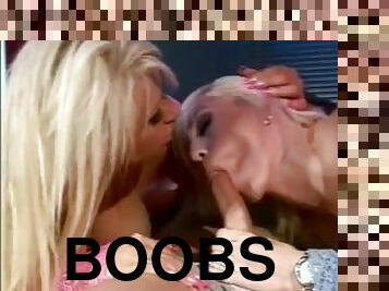 Two Hot Blondies With Big Boobs With Tight Pussy Gets Threesome and Anal Fuck With Hot Dad