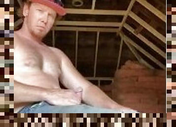 Hot ginger construction worker get off while you watch him work his woood