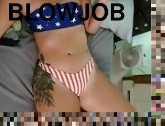 4th of July after party in American flag bikini blow job uncut, full cowgirl part 2 available