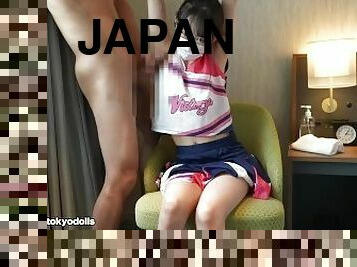 Japanese cheer girl gives a guy an armpitjob