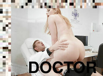 Lovely redhead Lola Rose gets doctor's huge dick and orgasm