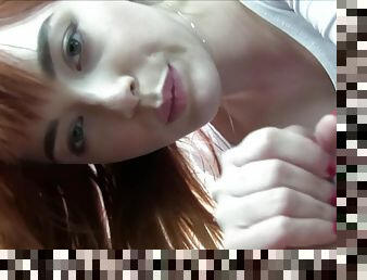 Redhead beauty Anny Aurora sucks hard prick before getting laid