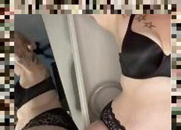 BBW stepmom MILF 420 smoking fetish in thigh high stockings and black lace panties your POV