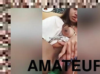 traseiros, teta-grande, garrafa, peluda, masturbação, amador, brinquedo, excitante, webcam, sozinho