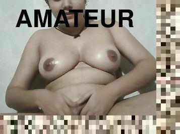 gros-nichons, poilue, amateur, joufflue, webcam, solo, brunette