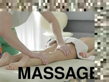 kæmpestor-pik, massage, i-ansigtet, blond