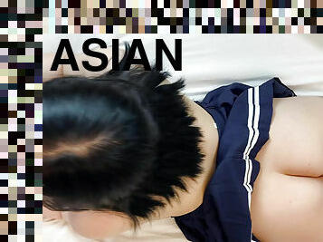 Asian student Jooni Kim suck a huge hard cock of Dragon Cock POV