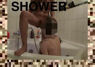 Old Thai lady in the shower