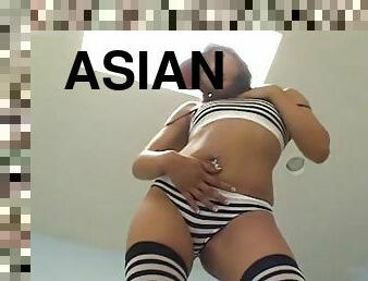 Asian slut gets gangbang fuck and cum session
