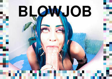Gorgeous Jewelz Blu giving a sloppy blowjob and deep-throating POV
