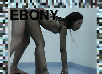 Ebony devil Skin Diamond fucks white guy's brains out