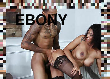 Exceptional ebony September Reign wraps her lips and pussy around her man's shaft