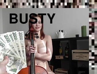 Nada busty brunette 18yo virtuoso with DDD tits - Big natural tits musician fucks for cash