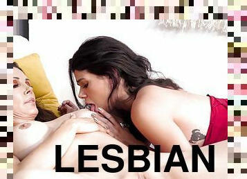 Harley Haze and Shay Sights licking passionately in bed