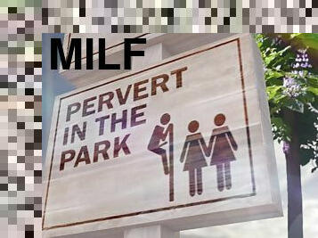 Pervert In The Park Jerking on Hot Milfs