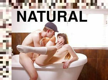 Anal teen with natural tits Luna Rival ass fucking in bathroom