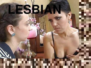 Old and young lesbian femdom sex with dildo toys