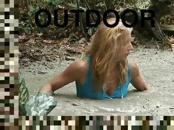 Outdoor reality video with drowning young redhead babe