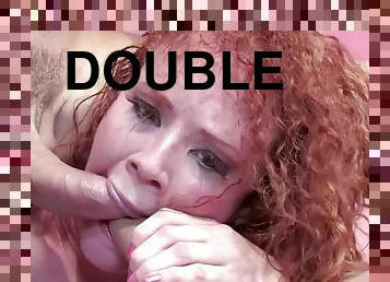Lewd Ginger Floozie Gives Very Rough Double Blowjob