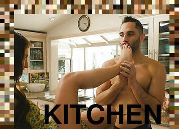 Raunchy damsel Davina Davis getting rammed in the kitchen