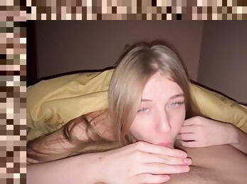 amatérske, fajčenie, creampie, francúzske, pár, pov, blondýna, fantazijné