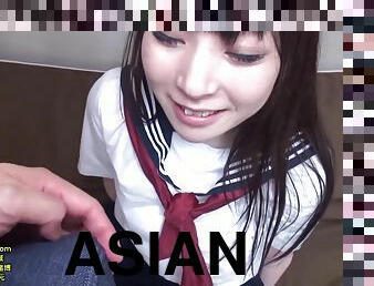 Sweet Asian lady moans white riding boyfriedn's cock