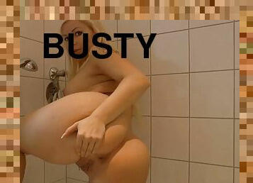 busty blonde PAWG selina spreading her sexy butt cheeks in shower