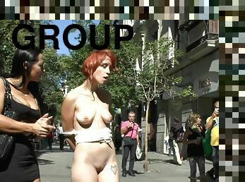 Redhead slave group sex fuckedi n bar