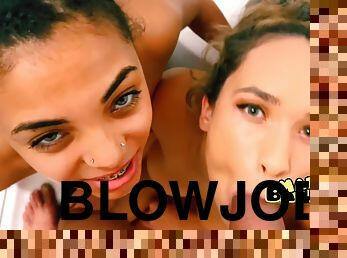 2 Girls Blowjob Sloppy In Tje Shawer