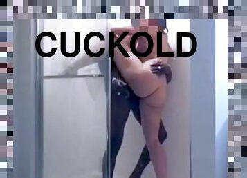 Cuckold slut wife shower in bathroom and fuck BBC